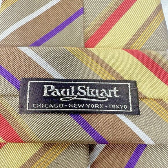 1502923-N802-10.jpg?sw=600&sh=873 Paul Stuart Men\'s Silk/Cotton Designer Necktie Striped Regimental Repp England